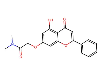 2-[(5-hydroxy-4-oxo-2-phenyl-4H-chromen-7-yl)oxy]-N,N-dimethylacetamide structure