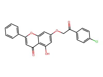 7-[2-(4-chlorophenyl)-2-oxoethoxy]-5-hydroxy-2-phenyl-4H-chromen-4-one structure