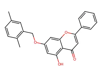 7-[(2,5-dimethylbenzyl)oxy]-5-hydroxy-2-phenyl-4H-chromen-4-one structure