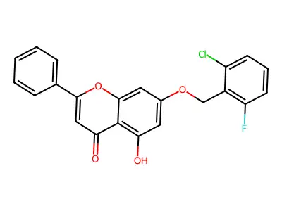 7-[(2-chloro-6-fluorobenzyl)oxy]-5-hydroxy-2-phenyl-4H-chromen-4-one structure