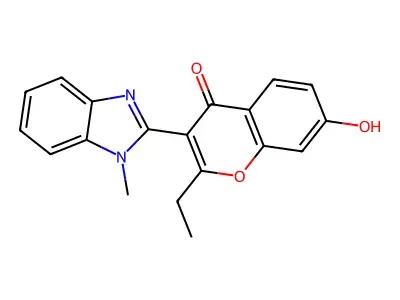 2-Ethyl-7-hydroxy-3-(1-methylbenzimidazol-2-yl)chromen-4-one structure