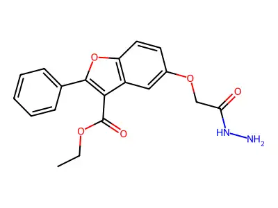 5-Hydrazinocarbonylmethoxy-2-phenyl-benzofuran-3-carboxylic acid ethyl ester structure