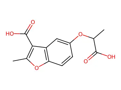 5-(1-Carboxyethoxy)-2-methyl-1-benzofuran-3-carboxylic acid structure