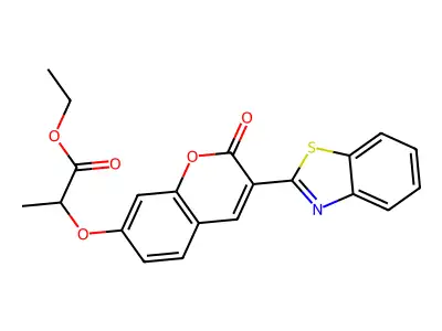 ethyl 2-{[3-(1,3-benzothiazol-2-yl)-2-oxo-2H-chromen-7-yl]oxy}propanoate structure