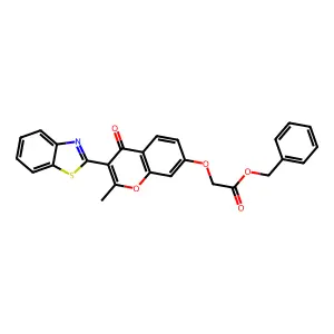 benzyl 2-{[3-(1,3-benzothiazol-2-yl)-2-methyl-4-oxo-4H-chromen-7-yl]oxy}acetate structure