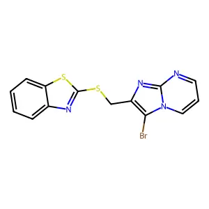 2-[(3-Bromo-2-imidazo[1,2-a]pyrimidinyl)methylthio]-1,3-benzothiazole structure