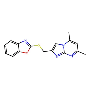 2-[({5,7-Dimethylimidazo[1,2-a]pyrimidin-2-yl}methyl)sulfanyl]-1,3-benzoxazole structure