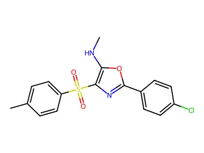 2-(4-chlorophenyl)-N-methyl-4-tosyloxazol-5-amine structure