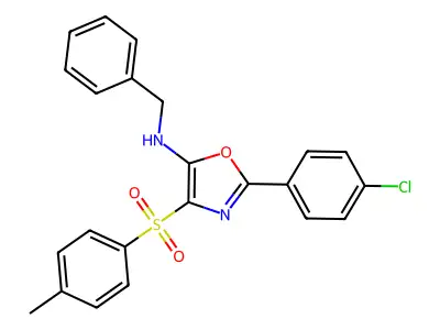 N-benzyl-2-(4-chlorophenyl)-4-tosyloxazol-5-amine structure