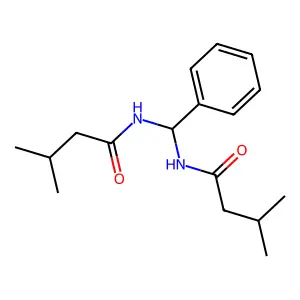 N,N'-(phenylmethanediyl)bis(3-methylbutanamide) structure