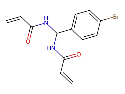 N-[(4-bromophenyl)-(prop-2-enoylamino)methyl]prop-2-enamide structure
