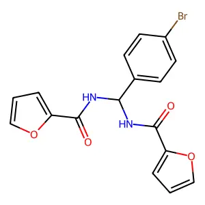 N-[(4-bromophenyl)-(furan-2-carbonylamino)methyl]furan-2-carboxamide structure