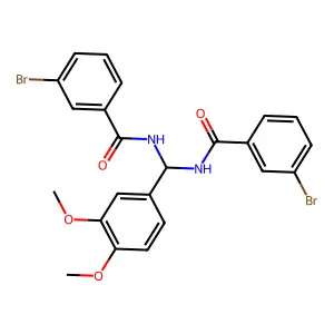 N,N'-[(3,4-dimethoxyphenyl)methanediyl]bis(3-bromobenzamide) structure