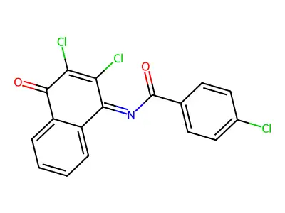 (Z)-4-chloro-N-(2,3-dichloro-4-oxonaphthalen-1(4H)-ylidene)benzamide structure