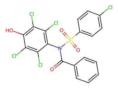 N-(4-chlorophenyl)sulfonyl-N-(2,3,5,6-tetrachloro-4-hydroxyphenyl)benzamide structure