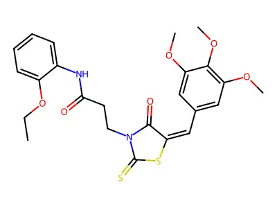 N-(2-ethoxyphenyl)-3-[(5E)-4-oxo-2-thioxo-5-(3,4,5-trimethoxybenzylidene)-1,3-thiazolidin-3-yl]propanamide structure