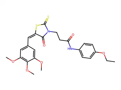 N-(4-ethoxyphenyl)-3-[(5E)-4-oxo-2-thioxo-5-(3,4,5-trimethoxybenzylidene)-1,3-thiazolidin-3-yl]propanamide structure