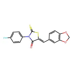 5-(1,3-benzodioxol-5-ylmethylene)-3-(4-fluorophenyl)-2-thioxo-1,3-thiazolan-4-one structure