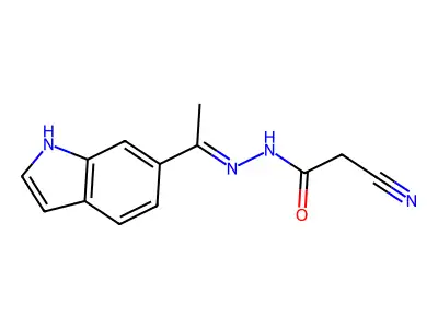 2-cyano-N-[1-(1H-indol-6-yl)ethylideneamino]acetamide structure