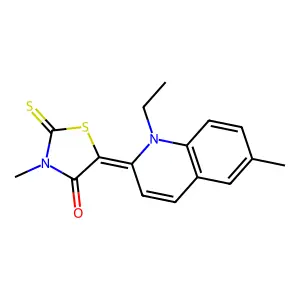(5E)-5-(1-ethyl-6-methylquinolin-2-ylidene)-3-methyl-2-sulfanylidene-1,3-thiazolidin-4-one structure
