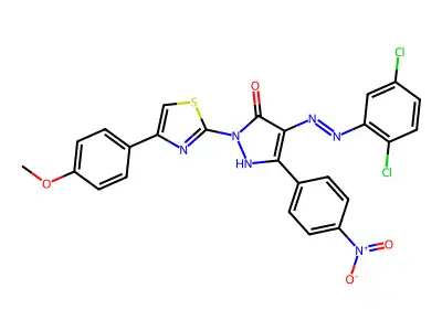 (4Z)-4-[2-(2,5-dichlorophenyl)hydrazinylidene]-2-[4-(4-methoxyphenyl)-1,3-thiazol-2-yl]-5-(4-nitrophenyl)-2,4-dihydro-3H-pyrazol-3-one structure