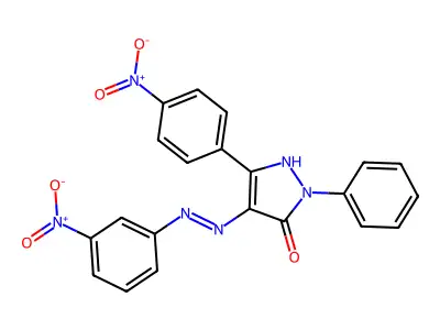3-(4-Nitrophenyl)-4-(2-(3-nitrophenyl)hydrazono)-1-phenyl-1h-pyrazol-5(4h)-one structure