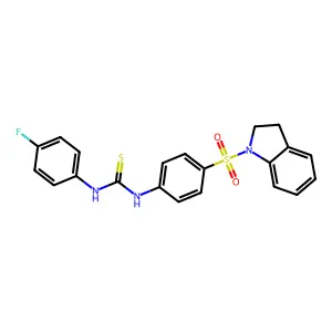 N-[4-(2,3-dihydro-1H-indol-1-ylsulfonyl)phenyl]-N'-(4-fluorophenyl)thiourea structure