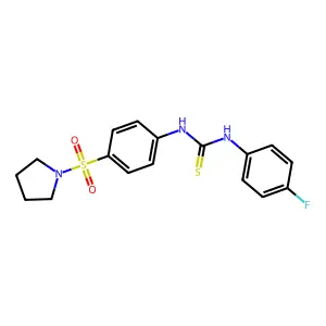 N-(4-fluorophenyl)-N'-[4-(1-pyrrolidinylsulfonyl)phenyl]thiourea structure