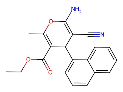 ethyl 6-amino-5-cyano-2-methyl-4-(1-naphthyl)-4H-pyran-3-carboxylate structure