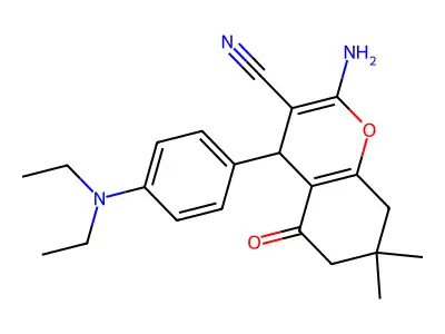 2-amino-4-[4-(diethylamino)phenyl]-7,7-dimethyl-5-oxo-5,6,7,8-tetrahydro-4H-chromene-3-carbonitrile structure