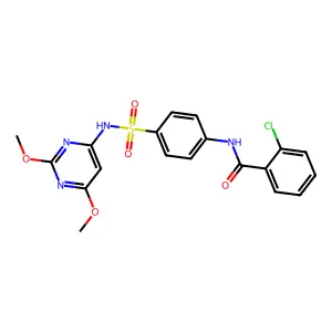 2-chloro-N-{4-[(2,6-dimethoxypyrimidin-4-yl)sulfamoyl]phenyl}benzamide structure