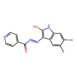 N'-(6-bromo-5-methyl-2-oxo-1,2-dihydro-3H-indol-3-ylidene)isonicotinohydrazide structure