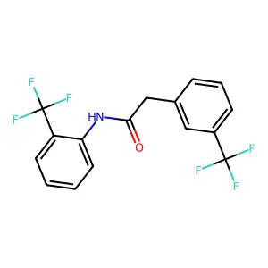 N-[2-(trifluoromethyl)phenyl]-2-[3-(trifluoromethyl)phenyl]acetamide structure