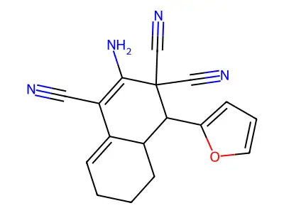 2-amino-4-(2-furyl)-4a,5,6,7-tetrahydro-1,3,3(4H)-naphthalenetricarbonitrile structure