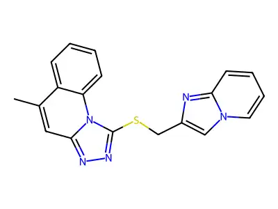 1-(imidazo[1,2-a]pyridin-2-ylmethylsulfanyl)-5-methyl-[1,2,4]triazolo[4,3-a]quinoline structure