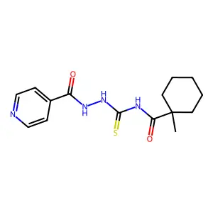 1-methyl-N-[(pyridine-4-carbonylamino)carbamothioyl]cyclohexane-1-carboxamide structure
