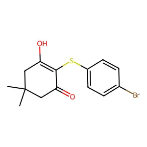 2-((4-Bromophenyl)thio)-3-hydroxy-5,5-dimethylcyclohex-2-enone structure