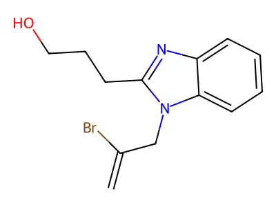 3-[1-(2-Bromoprop-2-enyl)benzimidazol-2-yl]propan-1-ol structure