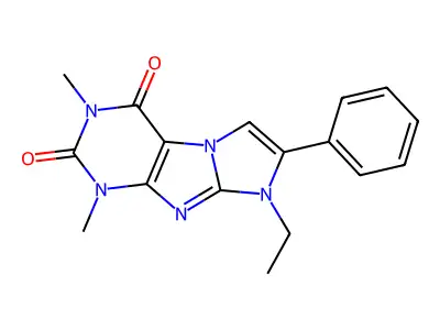 8-ethyl-1,3-dimethyl-7-phenyl-1H-imidazo[2,1-f]purine-2,4(3H,8H)-dione structure