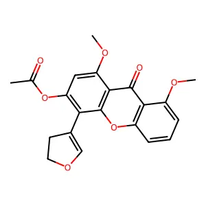 9H-Xanthen-9-one, 3-(acetyloxy)-4-(4,5-dihydro-3-furanyl)-1,8-dimethoxy- structure