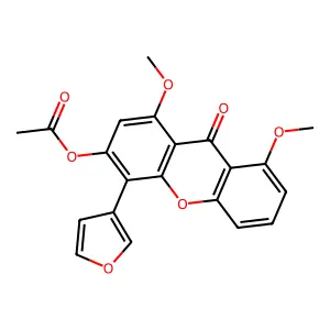 9H-Xanthen-9-one, 3-(acetyloxy)-4-(3-furanyl)-1,8-dimethoxy- structure