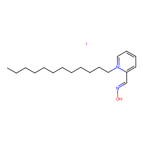 N-[(1-dodecylpyridin-1-ium-2-yl)methylidene]hydroxylamine iodide structure