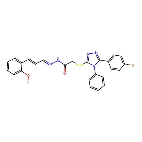 2-{[5-(4-bromophenyl)-4-phenyl-4H-1,2,4-triazol-3-yl]sulfanyl}-N'-[(1E,2E)-3-(2-methoxyphenyl)prop-2-en-1-ylidene]acetohydrazide structure