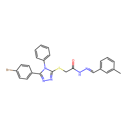 (E)-2-((5-(4-bromophenyl)-4-phenyl-4H-1,2,4-triazol-3-yl)thio)-N'-(3-methylbenzylidene)acetohydrazide structure