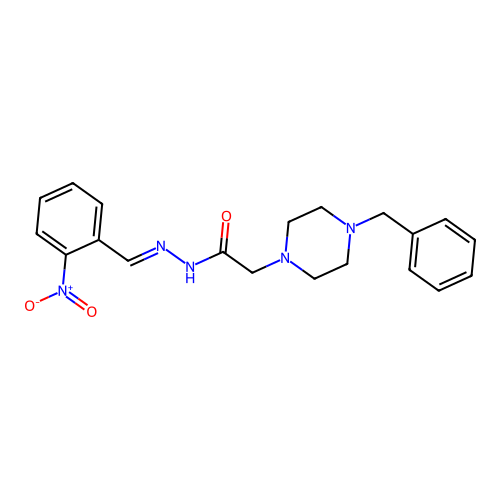 2-(4-benzylpiperazin-1-yl)-N'-[(E)-(2-nitrophenyl)methylidene]acetohydrazide structure