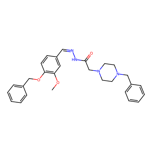 N'-{(E)-[4-(benzyloxy)-3-methoxyphenyl]methylidene}-2-(4-benzylpiperazin-1-yl)acetohydrazide structure