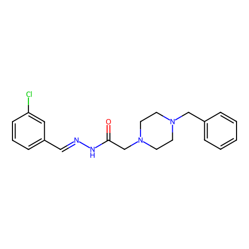 2-(4-Benzyl-1-piperazinyl)-N'-(3-chlorobenzylidene)acetohydrazide structure