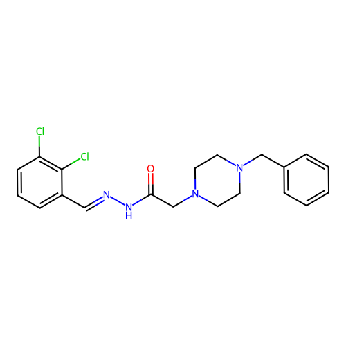 (E)-2-(4-benzylpiperazin-1-yl)-N'-(2,3-dichlorobenzylidene)acetohydrazide structure