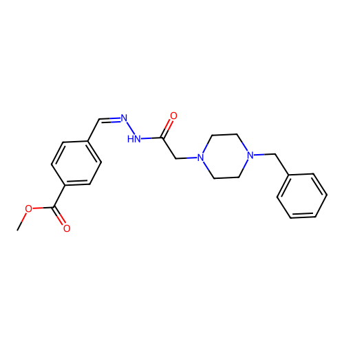 methyl 4-[(E)-{2-[(4-benzylpiperazin-1-yl)acetyl]hydrazinylidene}methyl]benzoate structure