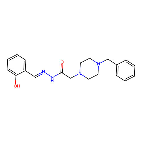 2-(4-benzylpiperazin-1-yl)-N'-(2-hydroxybenzylidene)acetohydrazide structure